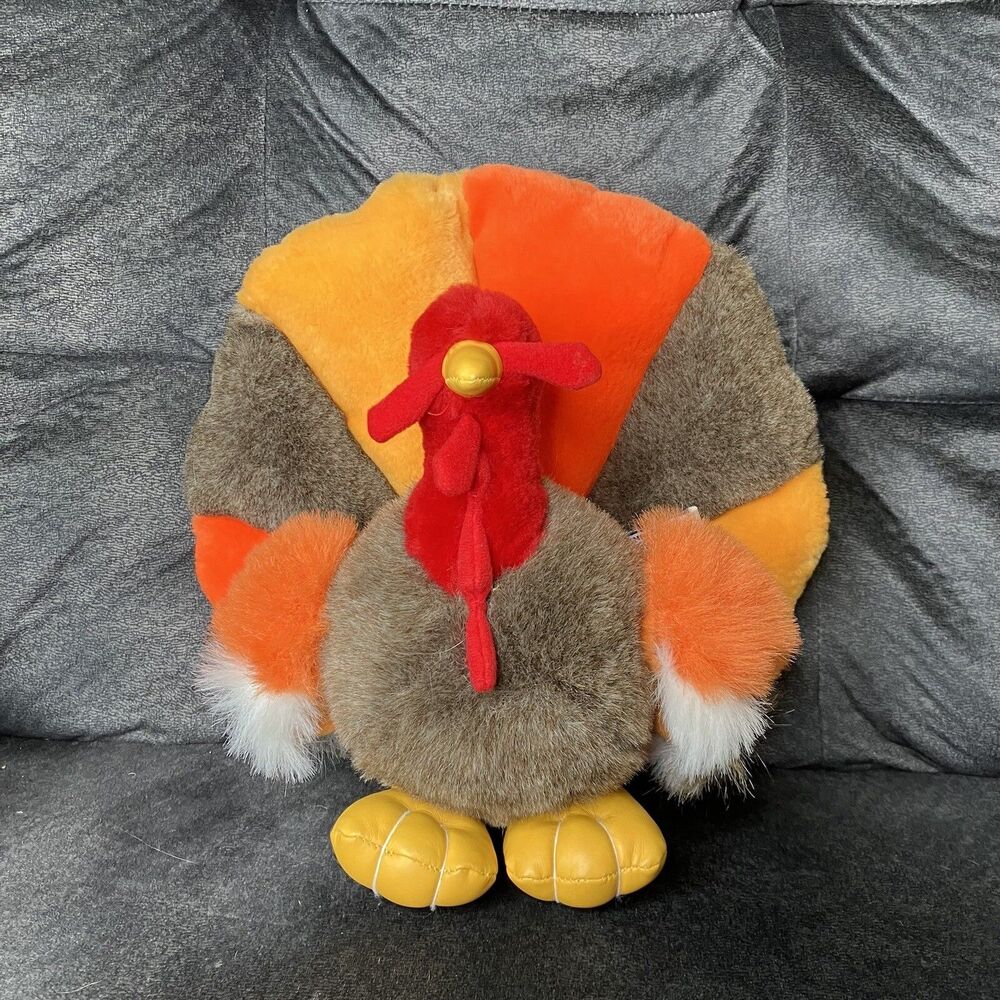 Vtg 1995 CHRISHA Playful Plush Stuffed TURKEY Thanksgiving Toy 11" Holiday Decor
